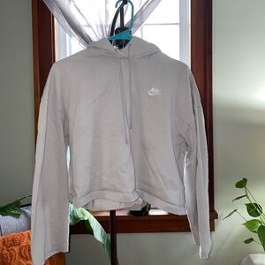 Nike Light Gray Cropped Hoodie